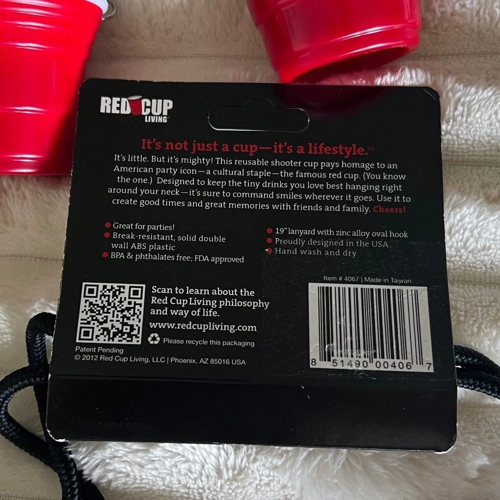 Red Cup Living 2 oz Shooter‎ Cup with Lanyard Set of 5 Reusable Party Shot 4067